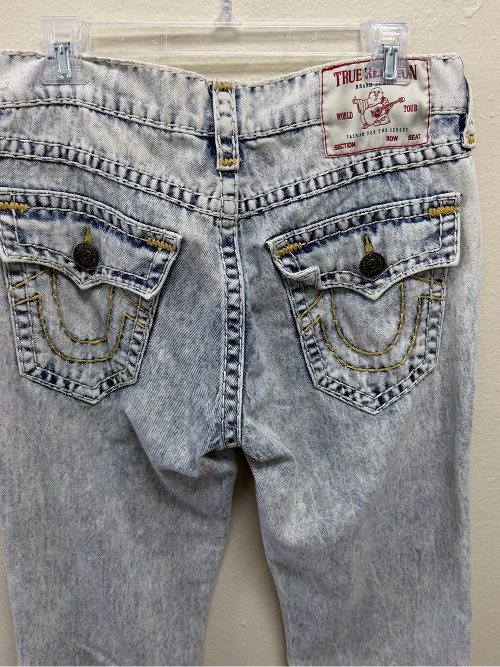 True Religion Ricky Relaxed Straight Jeans - Light Blue & White